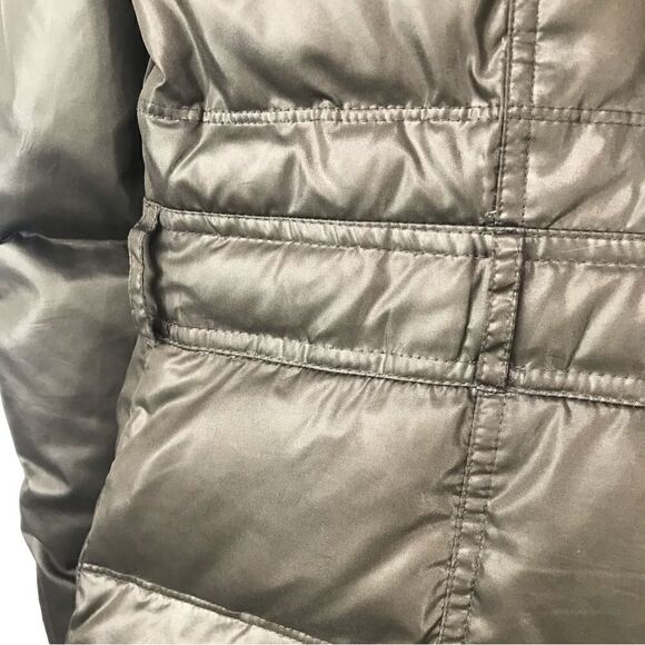 Vince Camuto Olive Green Quilted Faux Fur Collar Long Winter Jacket - Picture 15 of 16